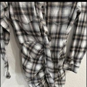 ARCHIE COTTON RUCHED PLAID SHIRT DRESS NeW Vici